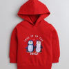 Girls Fleece Penguin Hooded Sweatshirt - Red