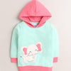 Girls  French Terry Elephant Hooded Sweatshirt - Mint Green & Pink