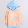 Girls French Terry Text Hooded Sweatshirt - Peach & Blue