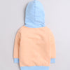 Girls French Terry Text Hooded Sweatshirt - Peach & Blue