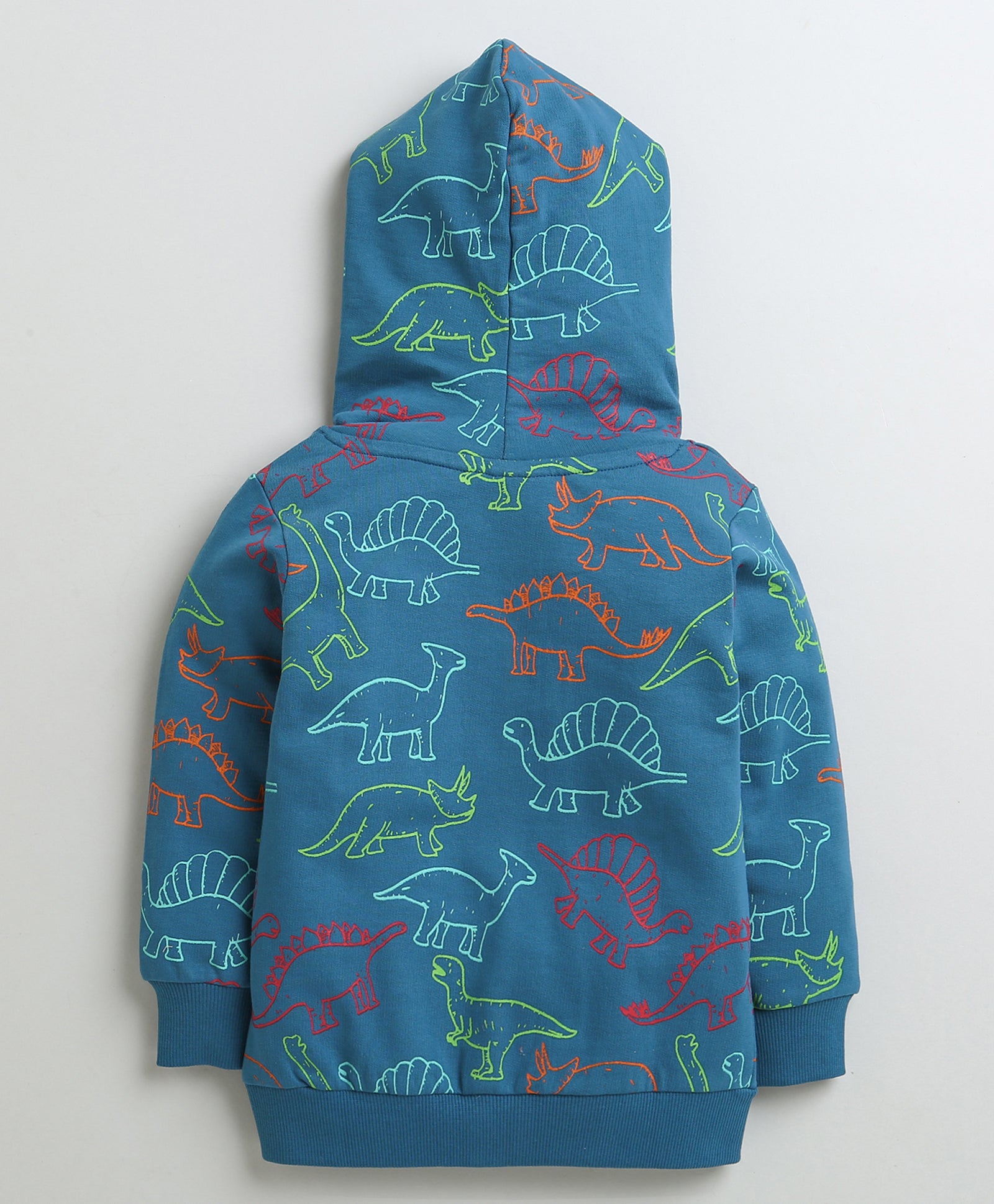 Boys French Terry Dinosaur Hooded Sweatshirt - Teal Blue