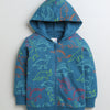 Boys French Terry Dinosaur Hooded Sweatshirt - Teal Blue