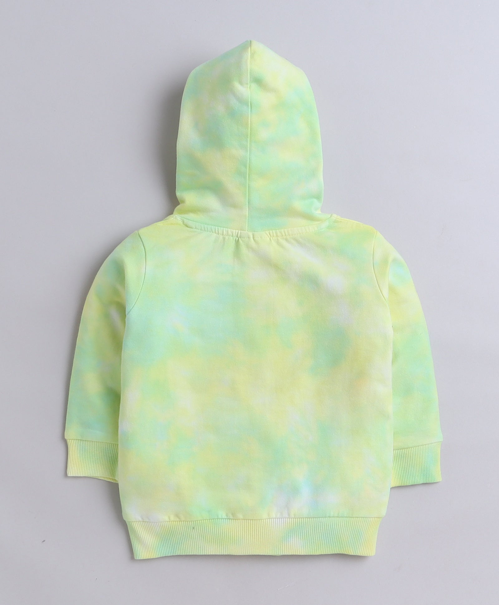 Boys French Terry Text Hooded Sweatshirt - Yellow & Green