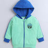 Boys Fleece Typography Hooded Sweatshirt - Green & Blue