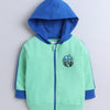 Boys Fleece Typography Hooded Sweatshirt - Green & Blue