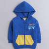 Boys Fleece Typography Hooded Sweatshirt - Yellow & Royal Blue