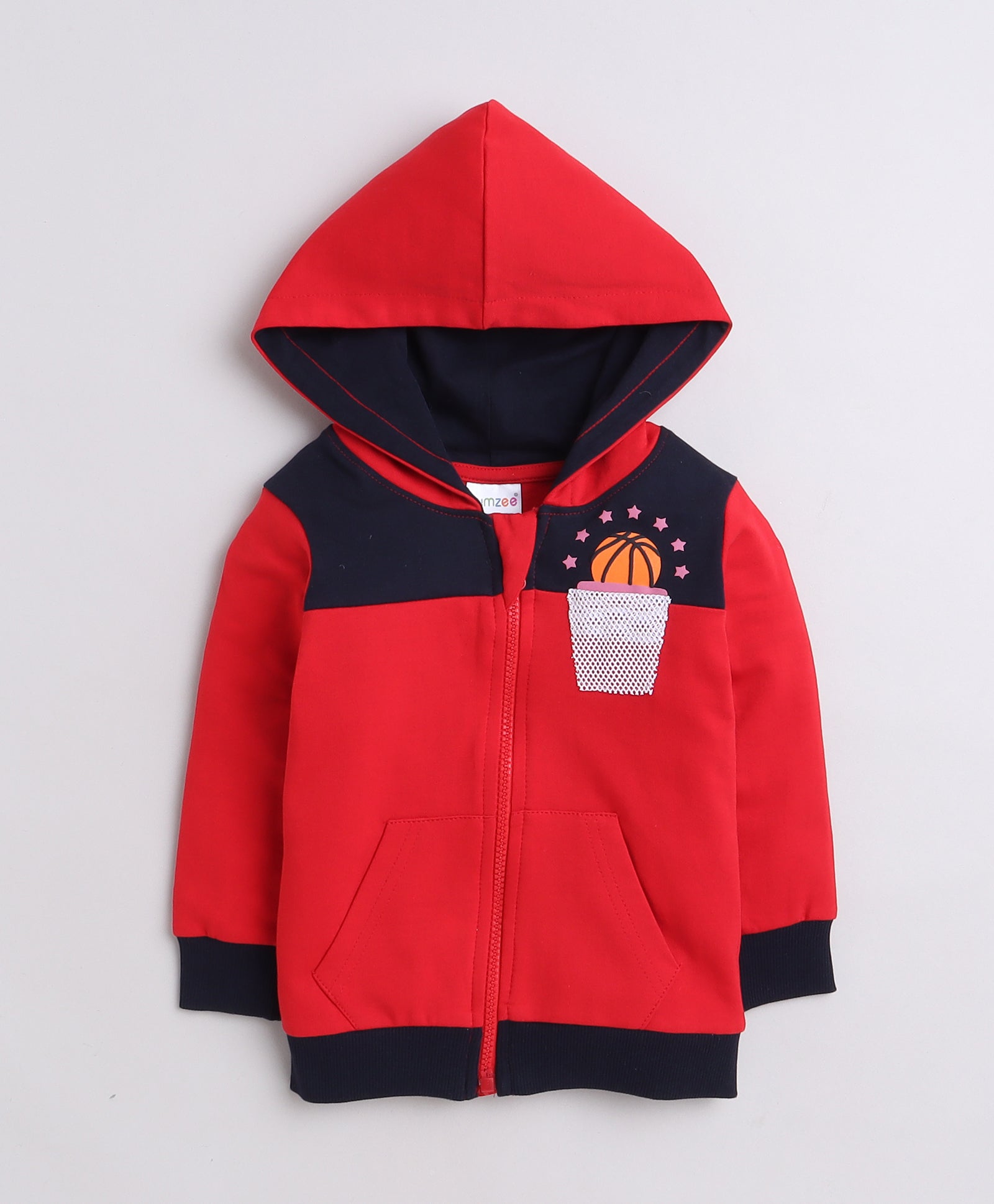 Boys Fleece Basketball Hooded Sweatshirt - Navy & Red