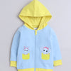 Girls French Terry Baby Elephant Hooded Sweatshirt - Sky Blue & Yellow