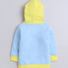 Girls French Terry Baby Elephant Hooded Sweatshirt - Sky Blue & Yellow