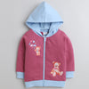 Girls Fleece Teddy Hooded Sweatshirt - Mauve & Sky Blue