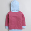 Girls Fleece Teddy Hooded Sweatshirt - Mauve & Sky Blue