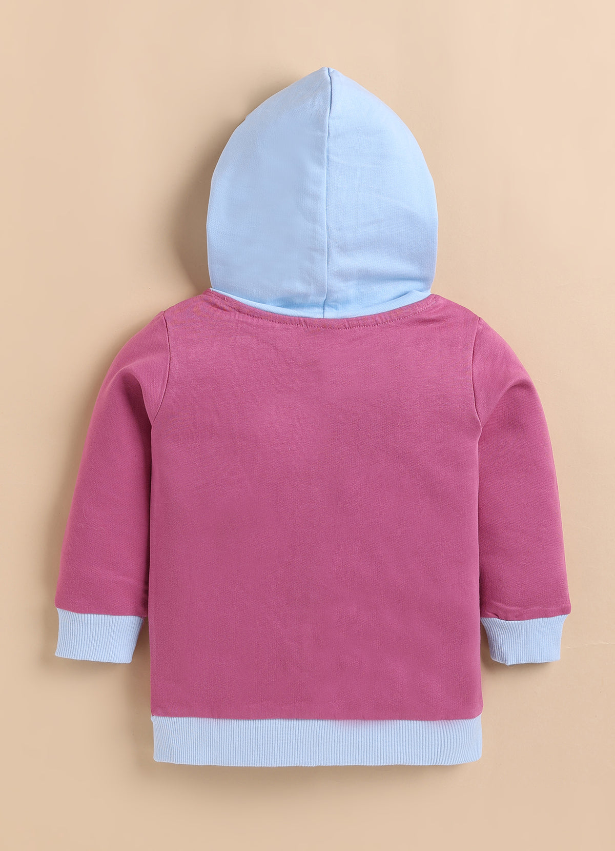 Bumzee Mauve & Sky Blue Animal Print Jacket, Full Sleeves, Fleece, Hooded (Style Peb9734N)