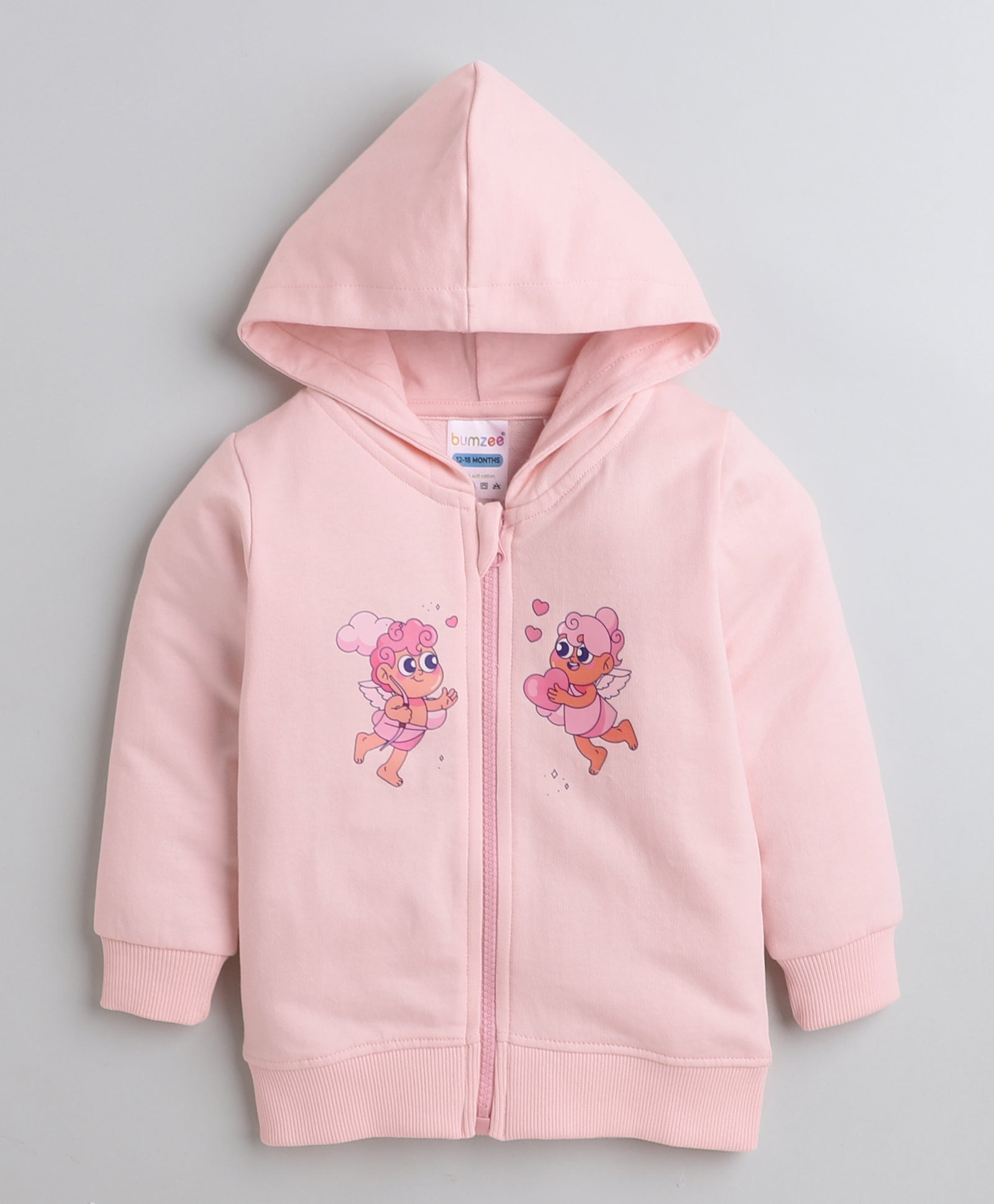 Girls French Terry Angel Hooded Sweatshirt - Pink