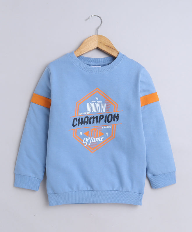 Boys French Terry Typography Sweatshirt - Blue