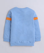 Bumzee Blue Graphic Print Sweatshirt, Full Sleeves, French Terry