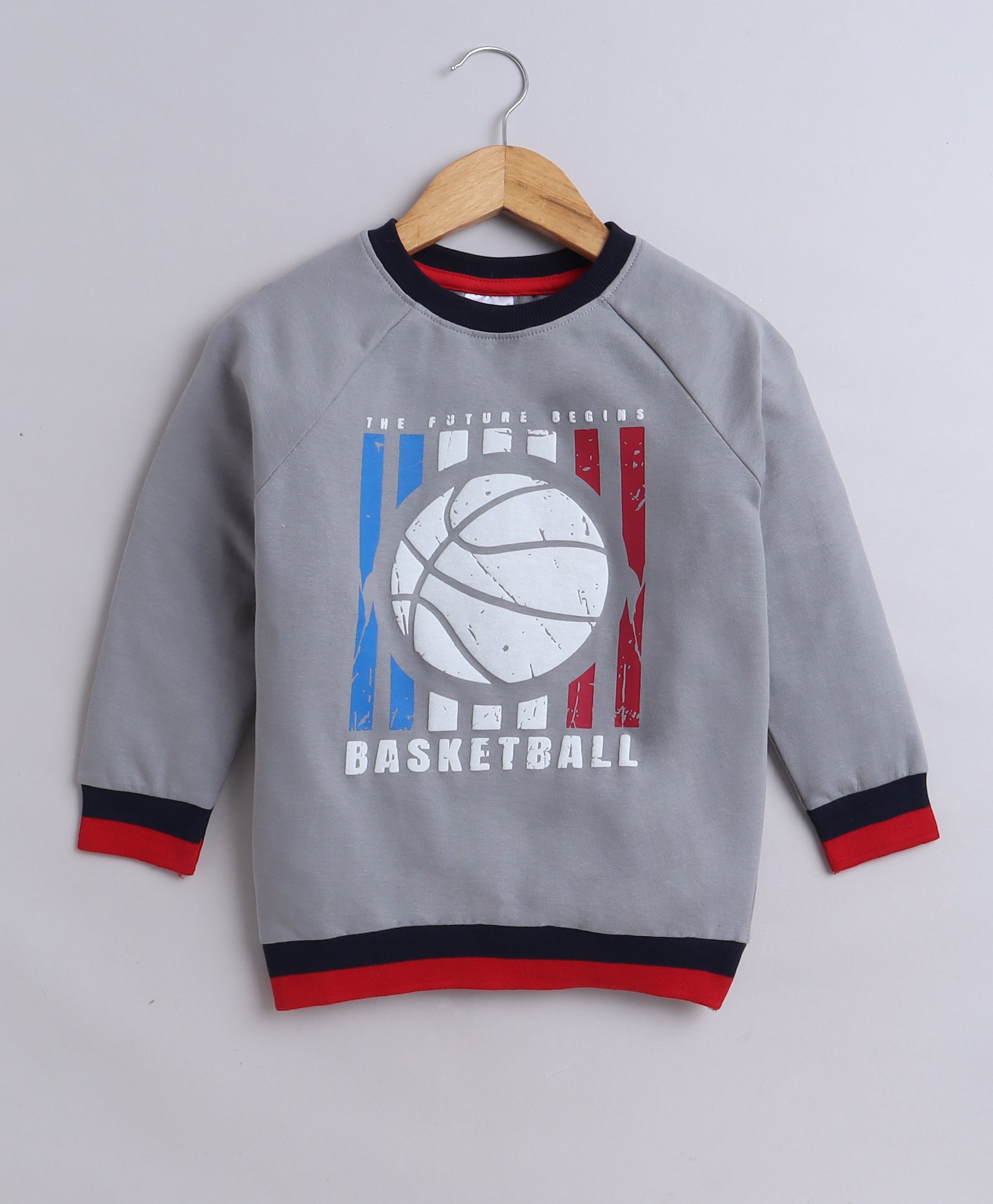 Boys French Terry Basket Ball Sweatshirt - Grey