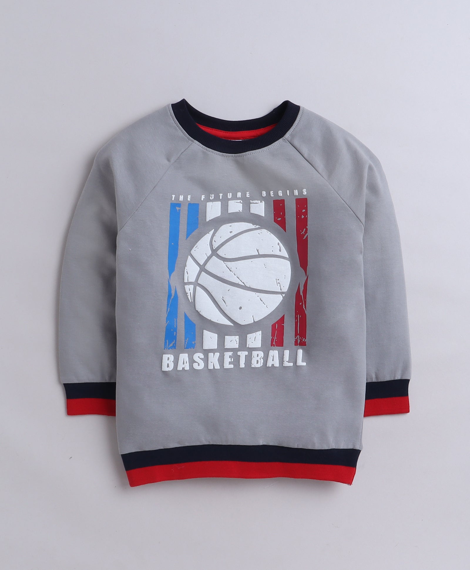 Boys French Terry Basket Ball Sweatshirt - Grey