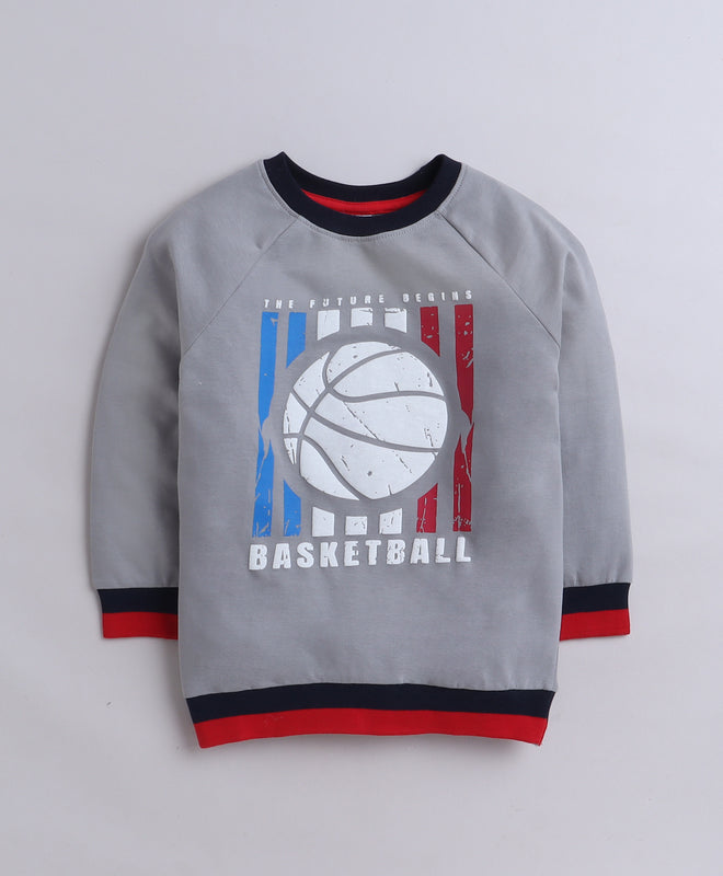 Boys French Terry Basket Ball Sweatshirt - Grey