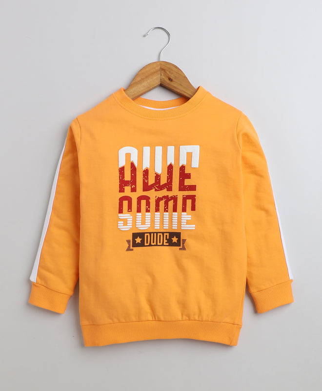 Boys French Terry Text Sweatshirt - Orange