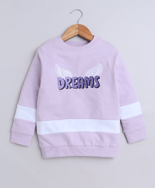 Girls French Terry Text & Wings Sweatshirt - Lilac