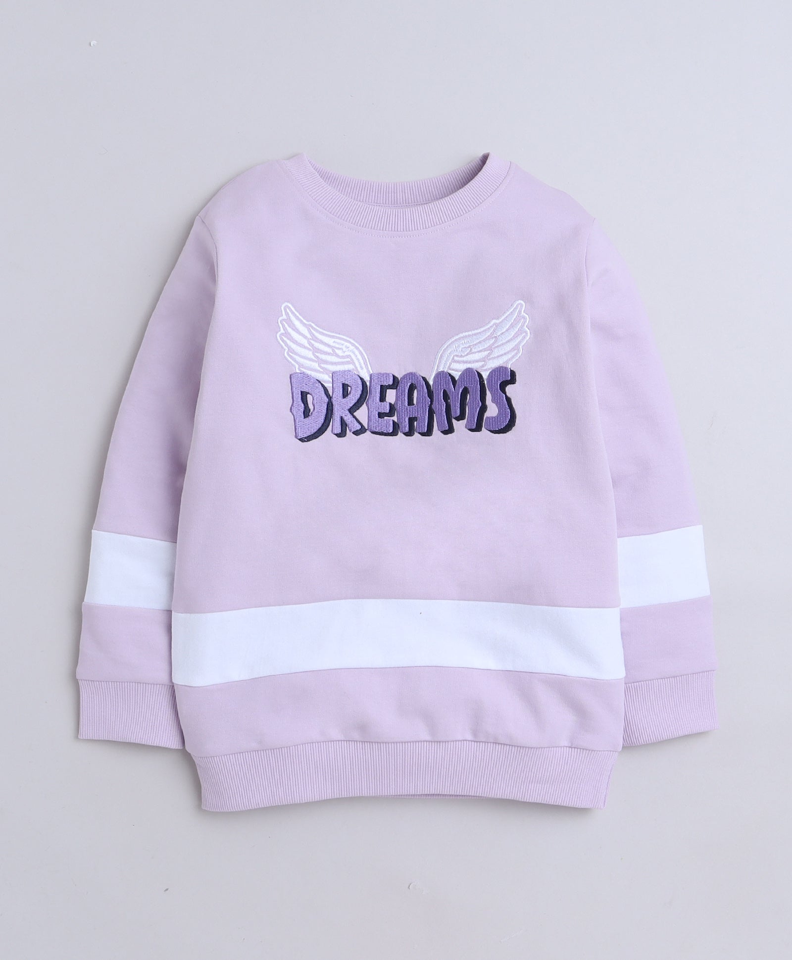 Girls French Terry Text & Wings Sweatshirt - Lilac