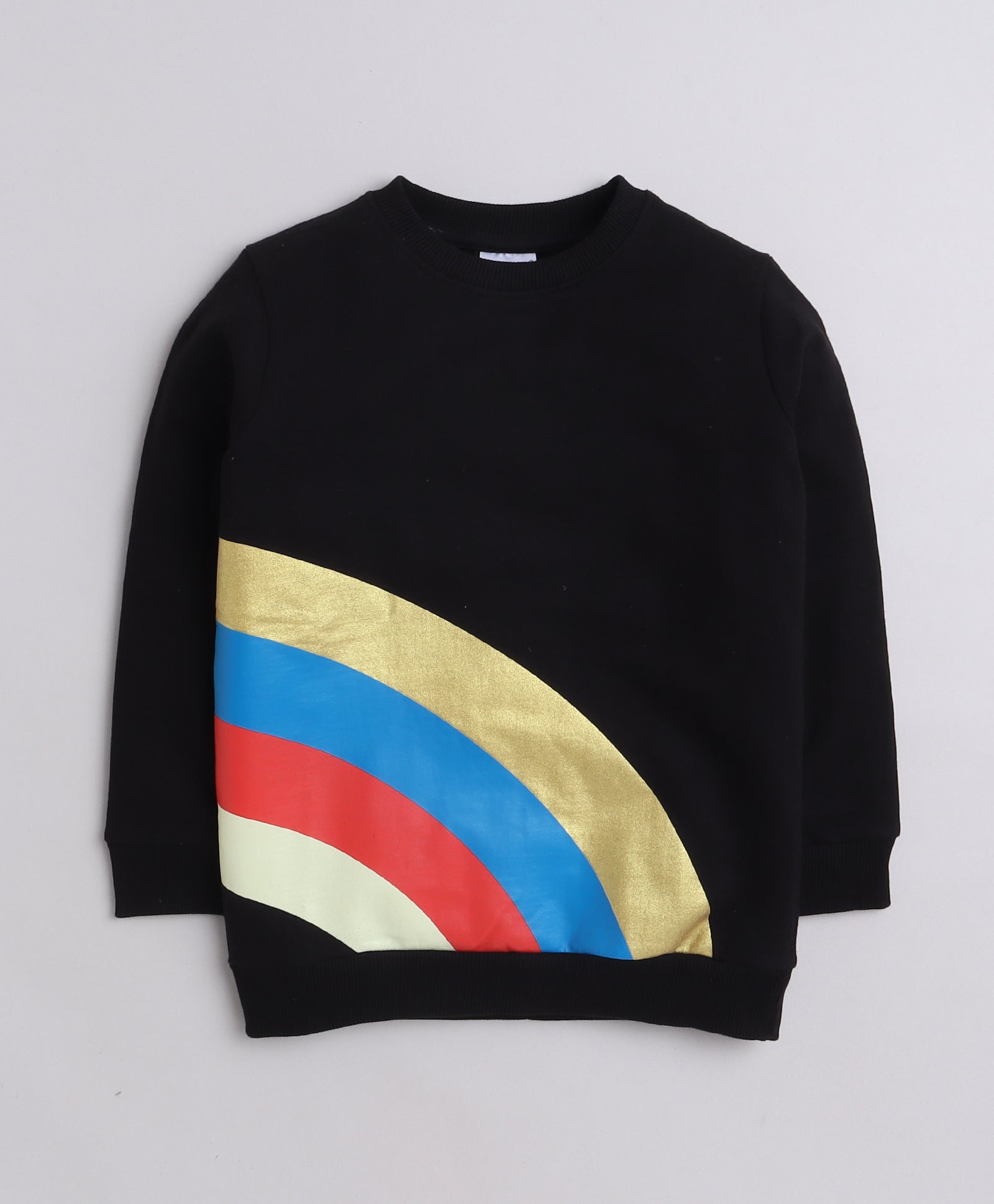 Girls French Terry Rainbow Sweatshirt - Black