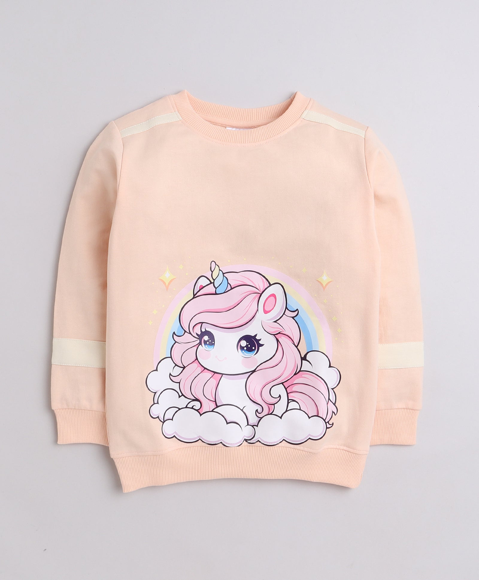 Girls French Terry Unicorn Sweatshirt - Peach