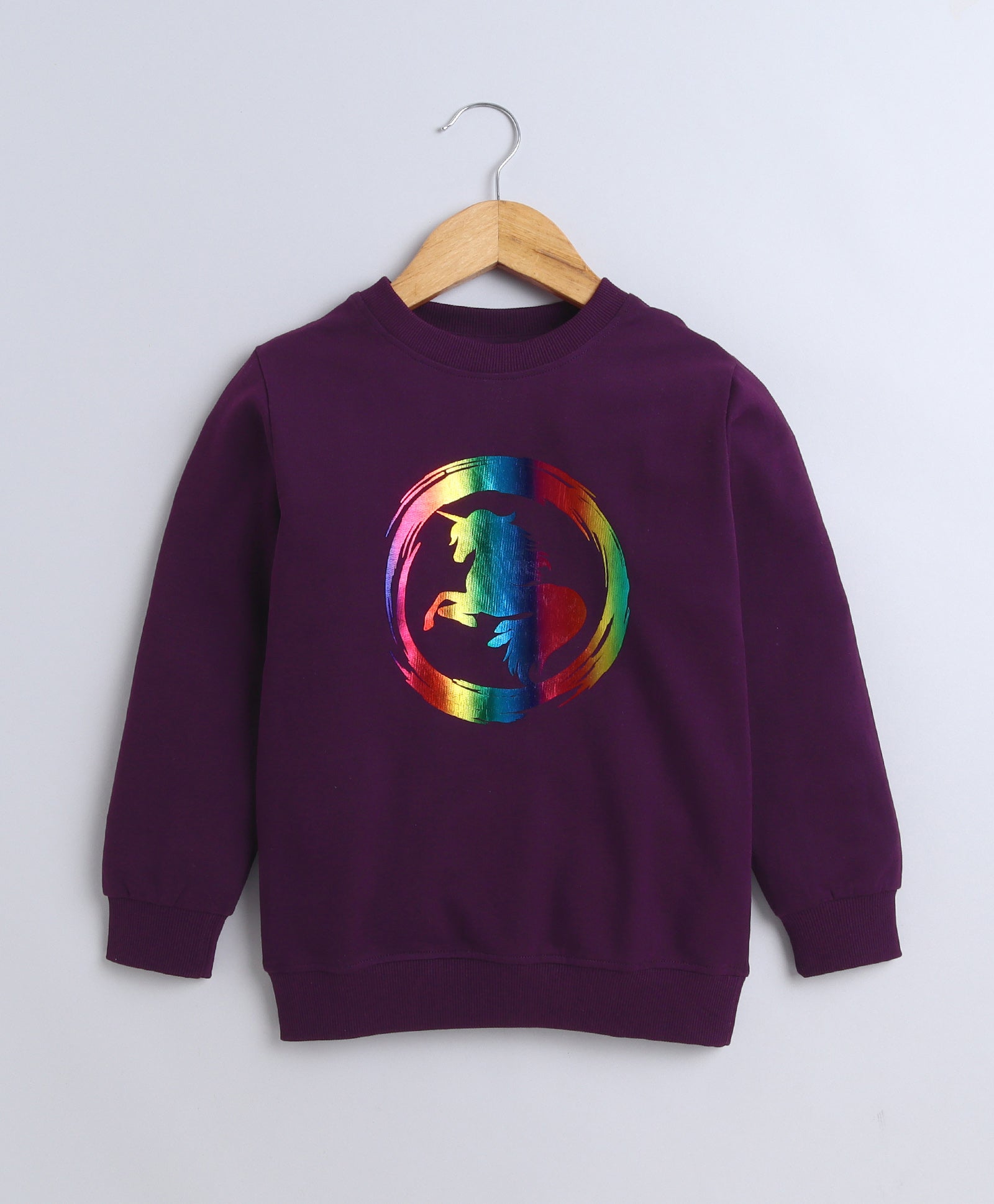 Girls French Terry Unicorn Sweatshirt - Wine