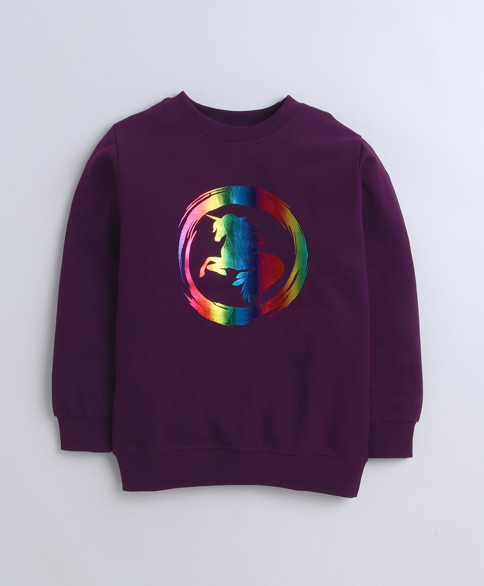 Girls French Terry Unicorn Sweatshirt - Wine