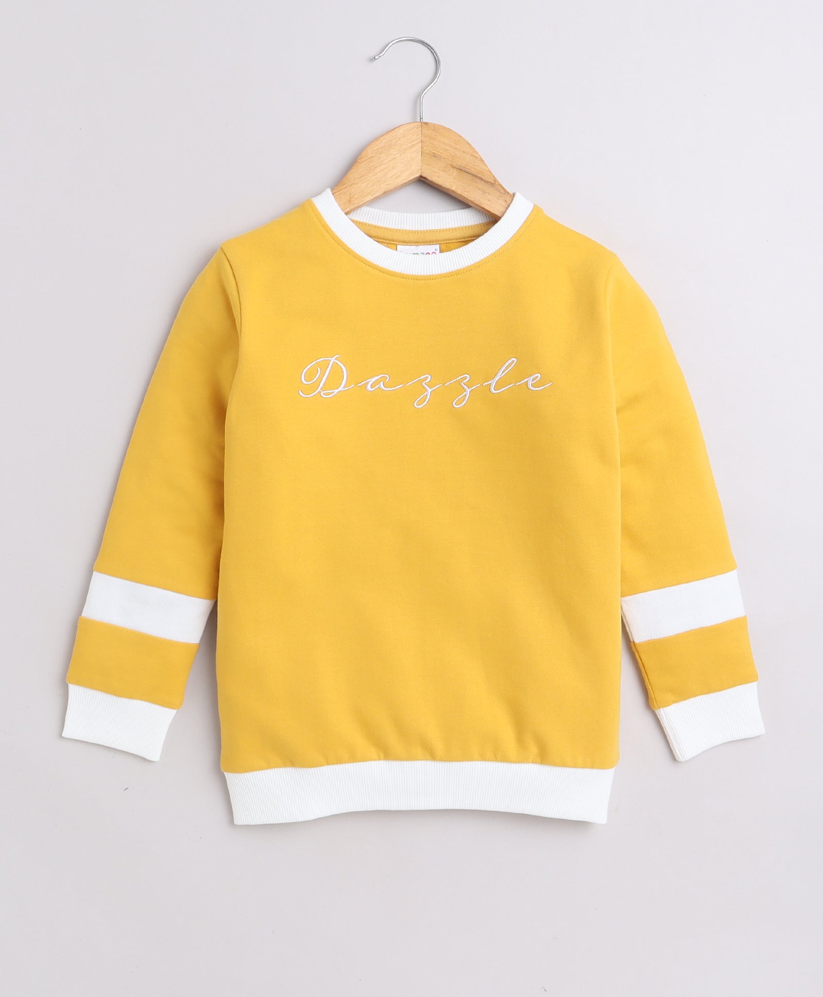 Girls French Terry Text Sweatshirt - Mustard