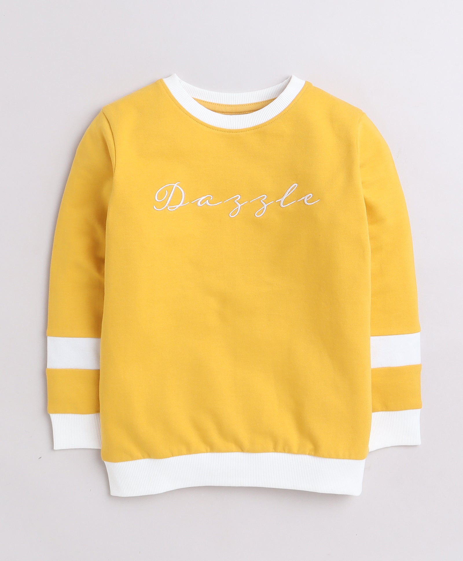 Girls French Terry Text Sweatshirt - Mustard