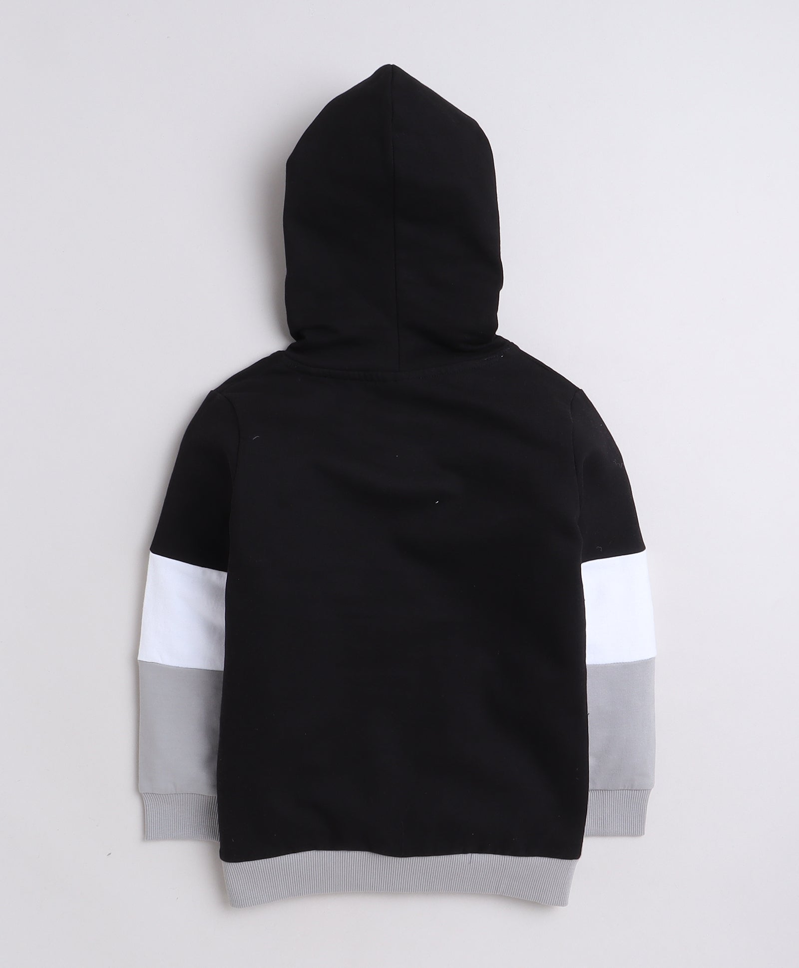 Boys French Terry Text Hooded Sweatshirt - Black & Grey