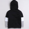 Boys French Terry Text Hooded Sweatshirt - Black & Grey