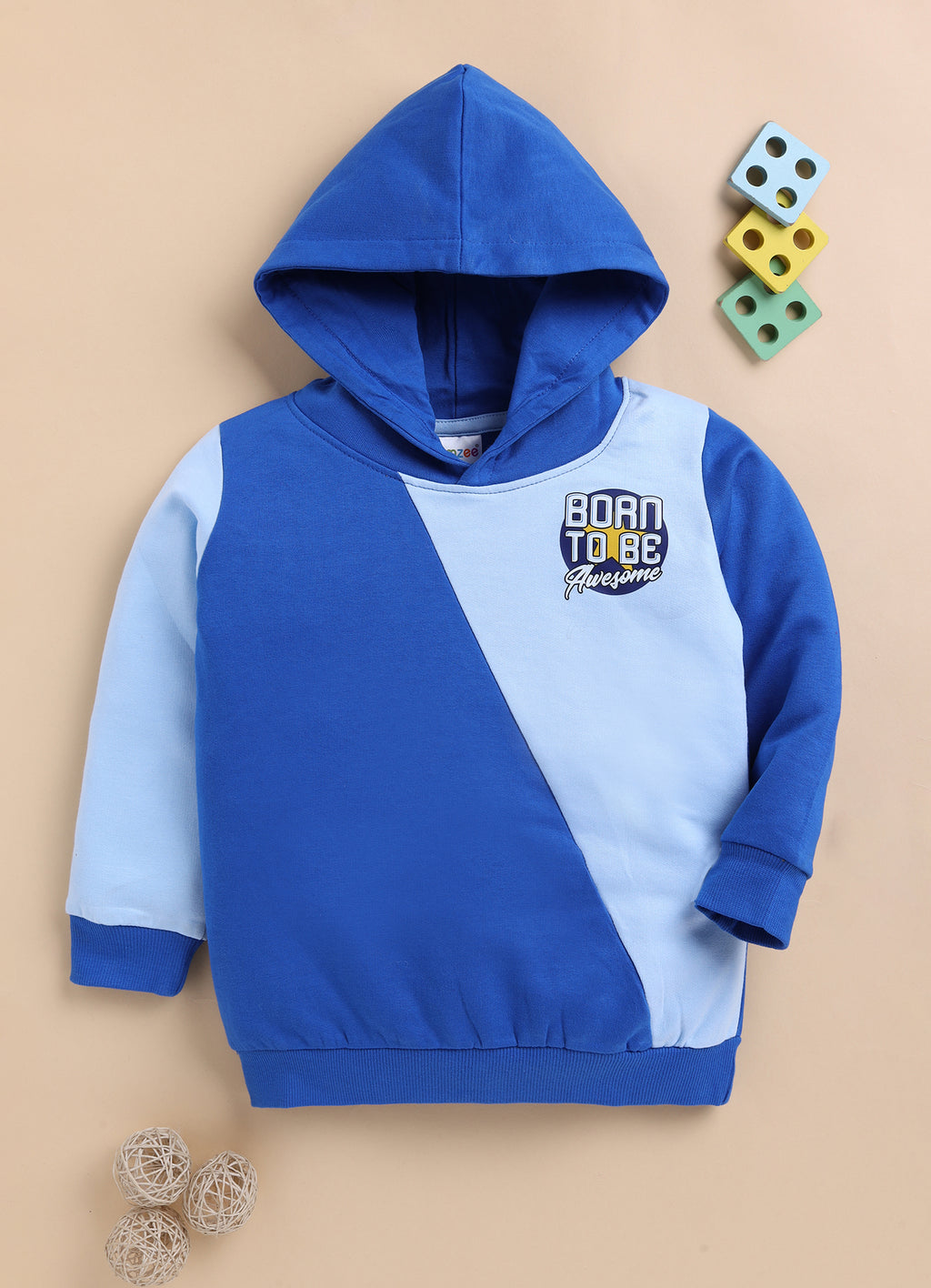 Bumzee Royal Blue Graphic Print Sweatshirt, Full Sleeves, Fleece, Hooded (Style Peb9775N)