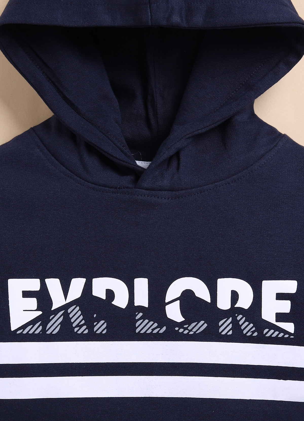Bumzee Navy Graphic Print Sweatshirt, Full Sleeves, Fleece, Hooded (Style Peb9778N)