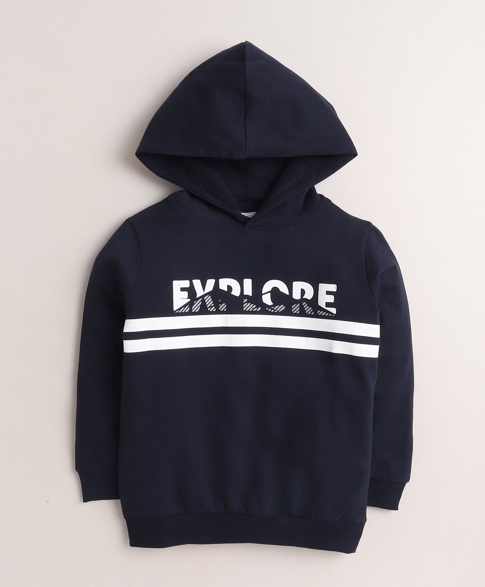 Boys Fleece Typography Hooded Sweatshirt - Navy