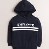 Boys Fleece Typography Hooded Sweatshirt - Navy