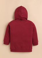 Bumzee Maroon Graphic Print Sweatshirt, Full Sleeves, French Terry, Hooded (Style Peb9782N)