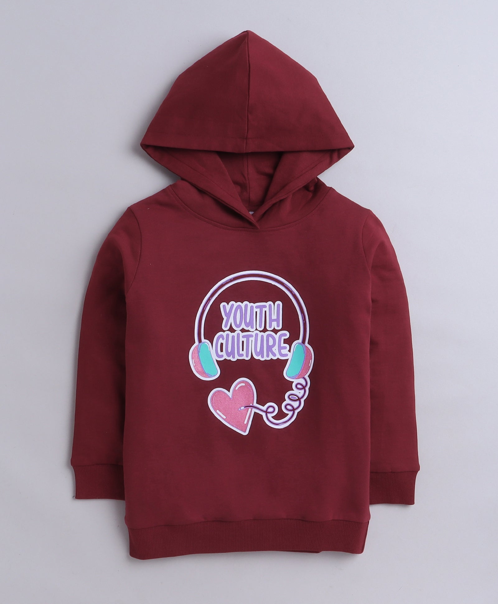 Girls French Terry Graphic Hooded Sweatshirt - Red