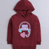 Girls French Terry Graphic Hooded Sweatshirt - Red