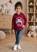 Bumzee Maroon Graphic Print Sweatshirt, Full Sleeves, French Terry, Hooded (Style Peb9782N)