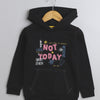 Girls Fleece Typography Hooded Sweatshirt - Black