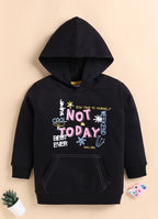Bumzee Black Graphic Print Sweatshirt, Full Sleeves, Fleece, Hooded (Style Peb9783N)