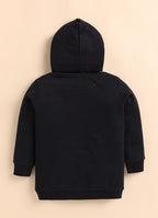 Bumzee Black Graphic Print Sweatshirt, Full Sleeves, Fleece, Hooded (Style Peb9783N)