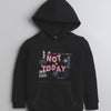 Girls Fleece Typography Hooded Sweatshirt - Black