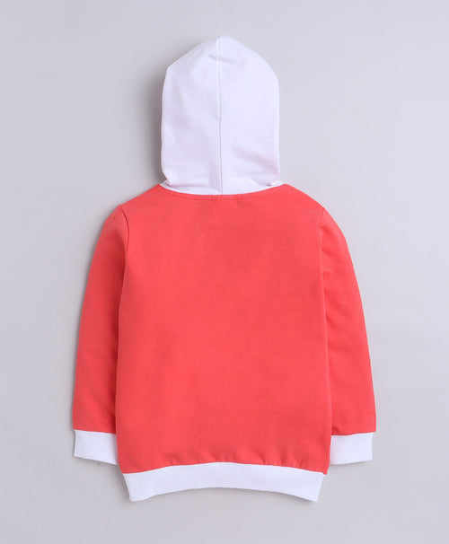 Girls French Terry Skate Board & Girl Hooded Sweatshirt - Coral