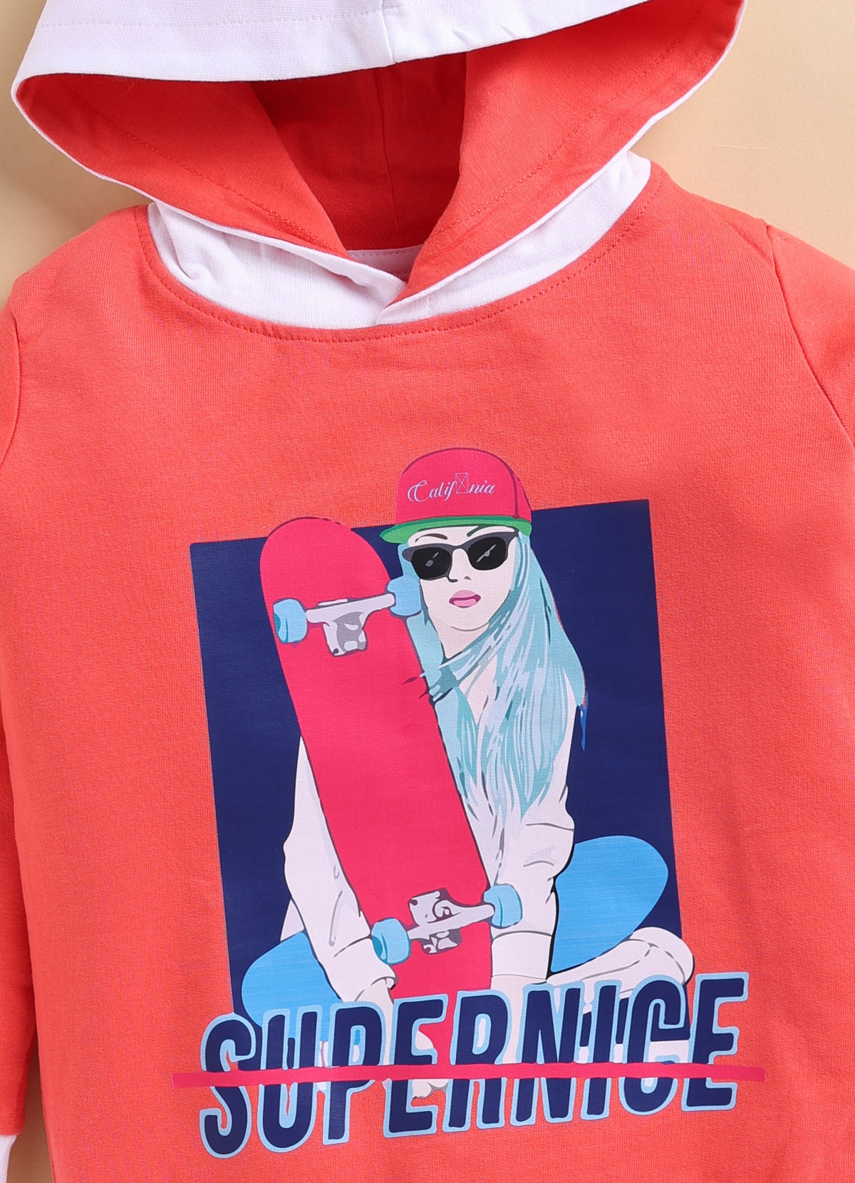 Bumzee Coral Graphic Print Sweatshirt, Full Sleeves, French Terry, Hooded (Style Peb9784N)