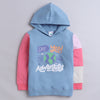 Girls French Terry Typography Hooded Sweatshirt - Blue