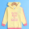 Girls  French Terry Typography Hooded Sweatshirt - Yellow