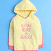 Girls  French Terry Typography Hooded Sweatshirt - Yellow
